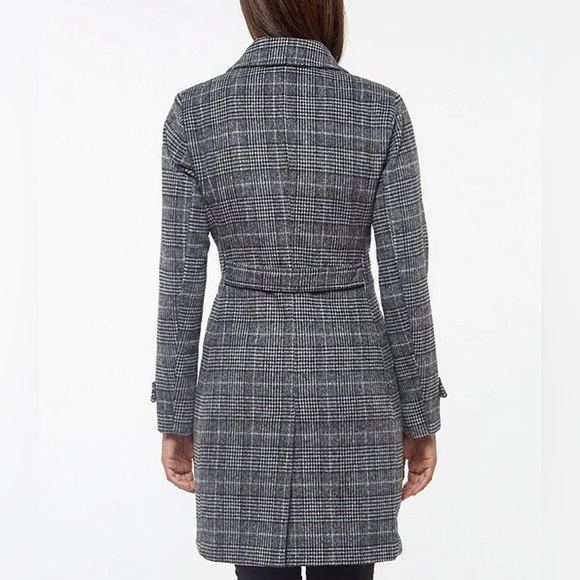 Vince Camuto Single Breasted Glen Plaid Wool Blend Walker Coat - Picture 5 of 9